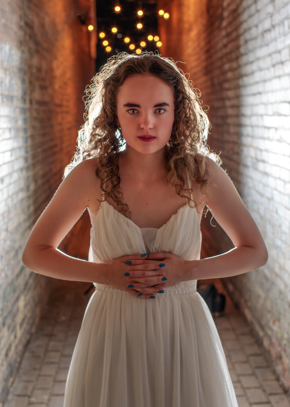 woman model in white dress