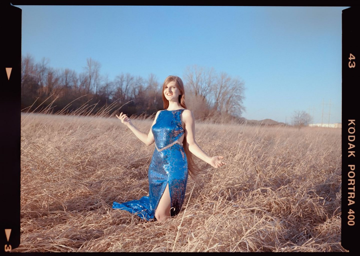 redhead model on medium format portra film