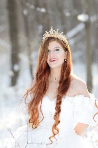 redhead model in snow
