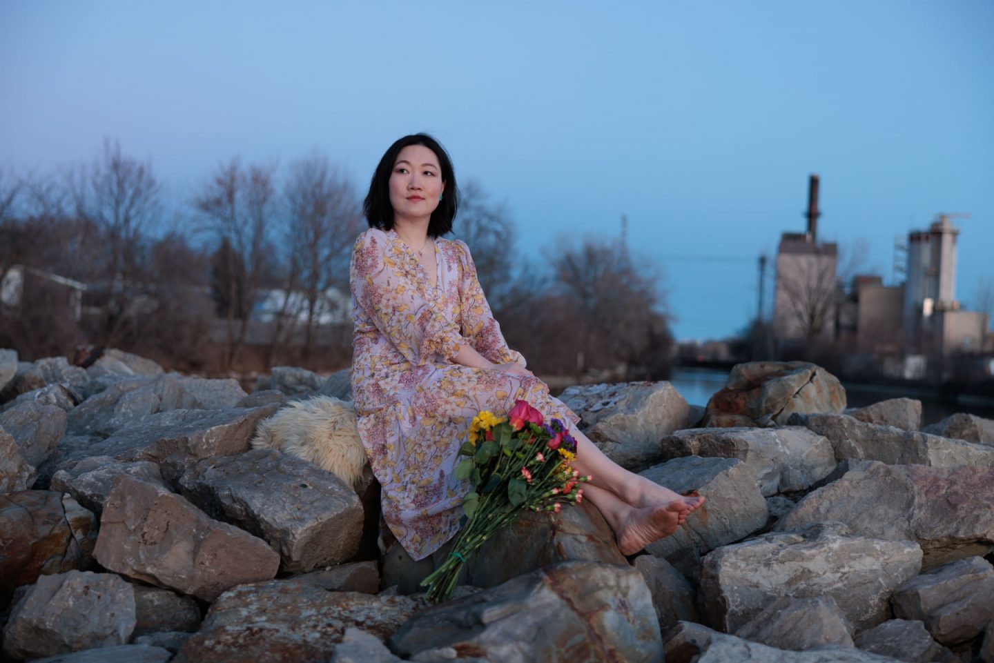 beautiful model in a sunset portrait