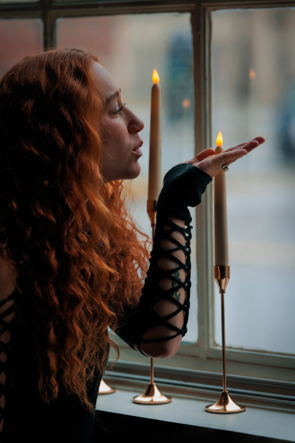 blowing out a candle